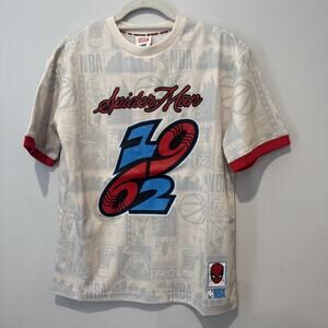 NWT Marvel NBA Boys Size L Spiderman Short Sleeve Jersey Shirt Sports Superhero